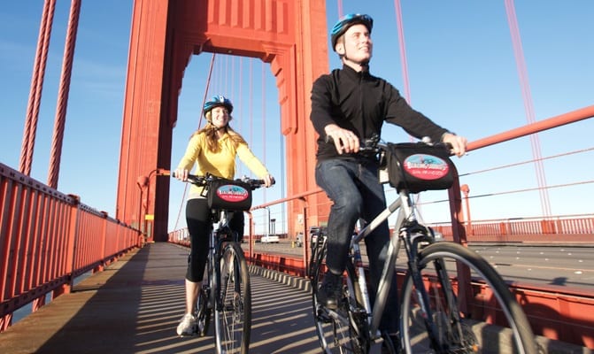 Rent a bicycle in San Francisco and ride over the Golden Gate Bridge